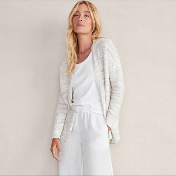 Haven Well Within Organic Cotton Spacedye Open Front Cardigan Sweater - Picture 3 of 11